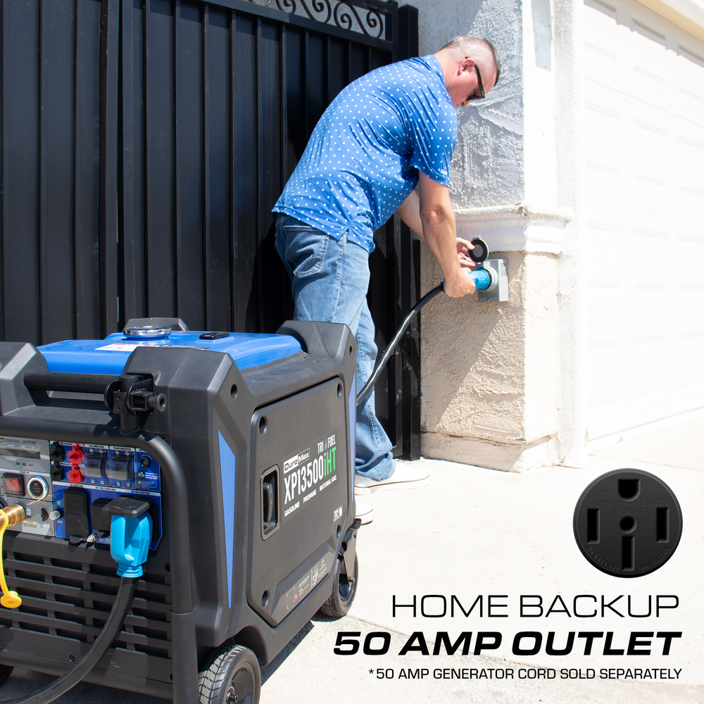 DuroMax 13,500 Watt Portable Tri Fuel Inverter Generator - Quiet, Low THD