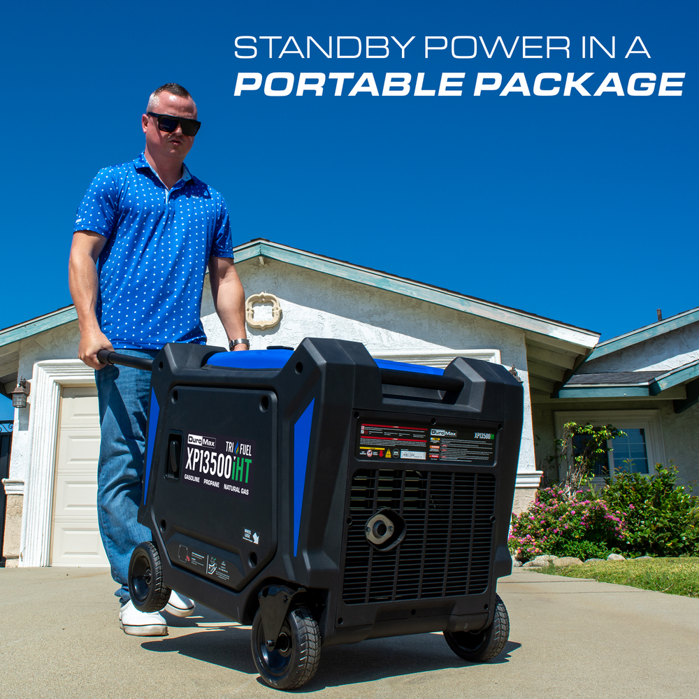 DuroMax 13,500 Watt Portable Tri Fuel Inverter Generator - Quiet, Low THD
