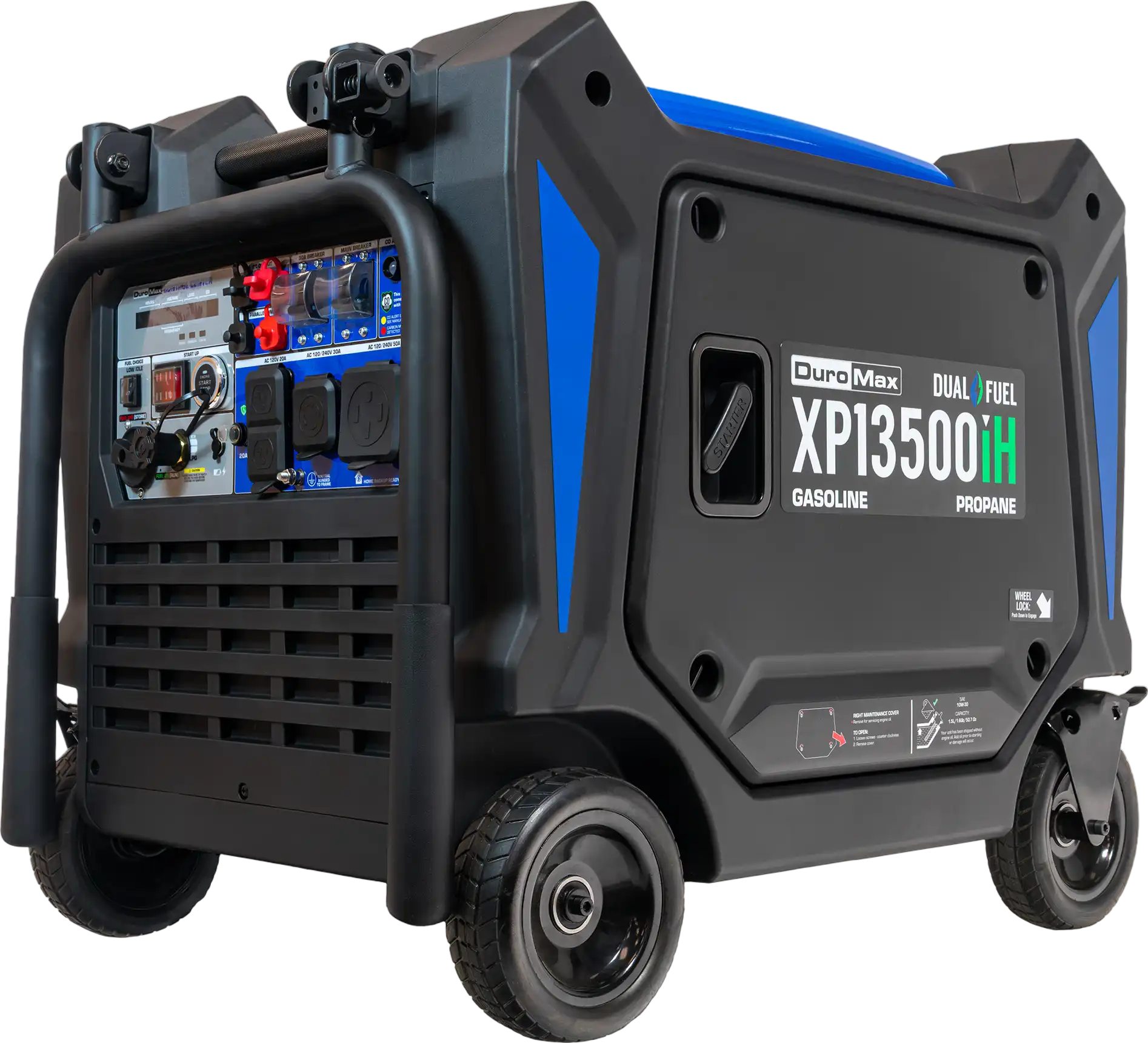 Duromax XP13500iH 10500W/13500W Generator Dual Fuel Gas Propane Inverter 50A Low THD CO Alert Remote Start New
