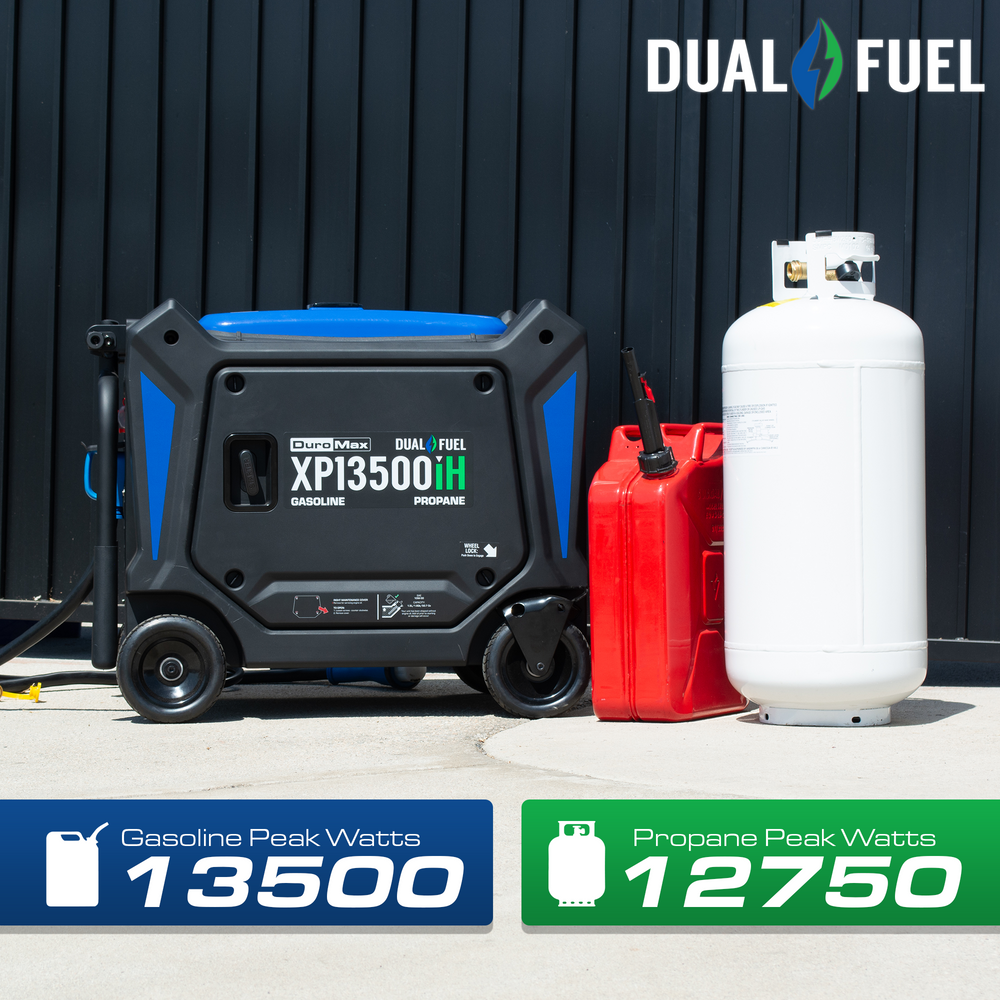 DuroMax 13,500 Watt Portable Dual Fuel Inverter Generator - Quiet, Low THD