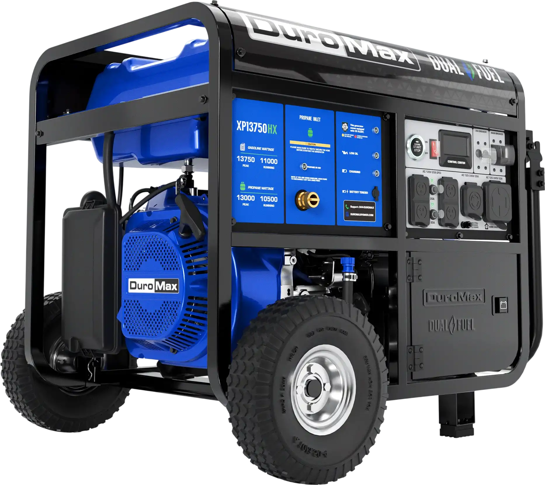 DuroMax XP13750HX 11000W/13750W HX Generator Dual Fuel Gas Propane 50A CO Alert Remote Start New