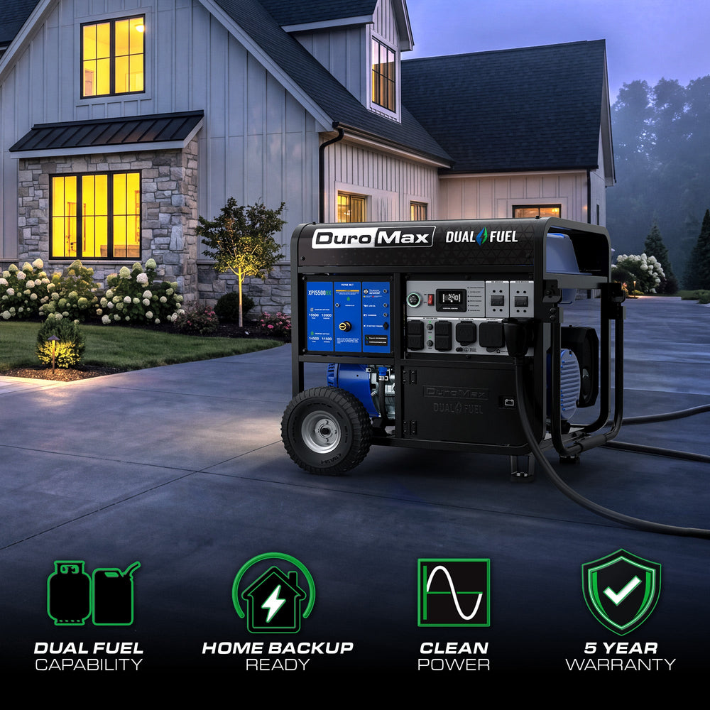 DuroMax 15,500 Watt Dual Fuel Portable HX Generator w/ CO Alert
