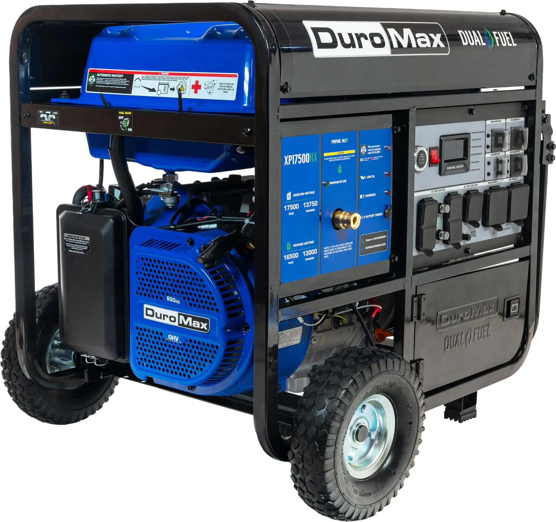 DuroMax XP17500HX Generator 13,750W/17,500W Dual Fuel Gas Propane 50A Low THD CO Alert Remote Start New
