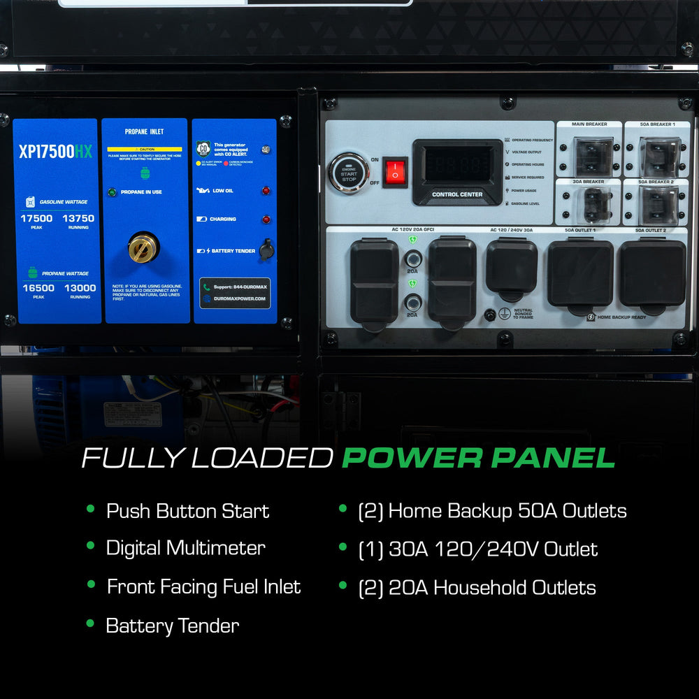 DuroMax 17,500 Watt Dual Fuel Portable HX Generator w/ CO Alert