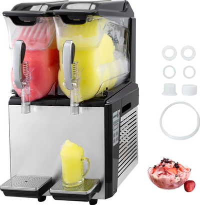 Vevor Slushy Machine 5.3 Gallon 2 Tank 900W Stainless Steel with Auto Clean for Commercial Use New
