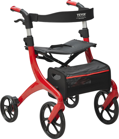 Vevor Rollator Walker Folding 300 lbs. Capacity with 4 Wheels and Storage Bag Aluminum New