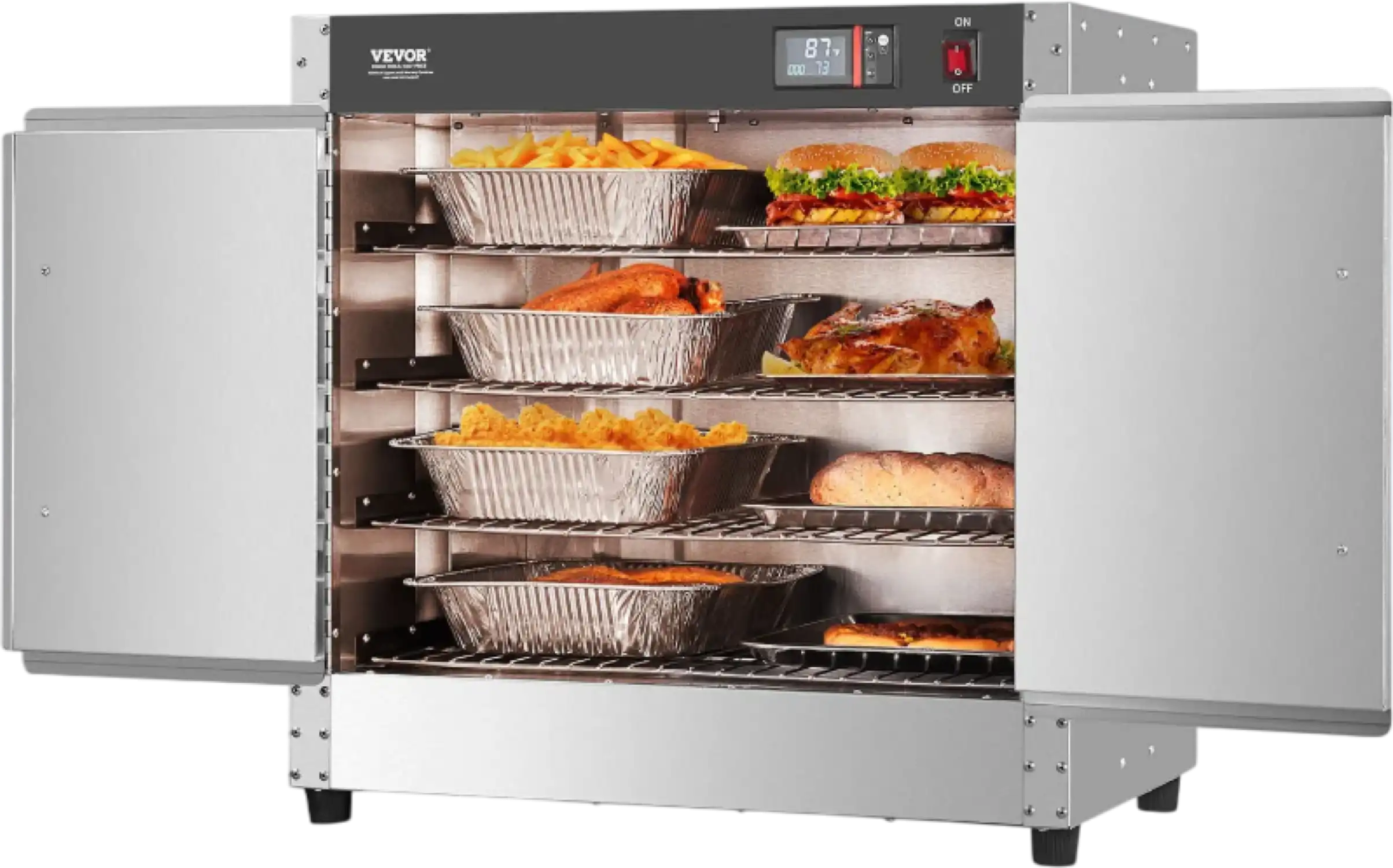 Vevor Commercial Food Warmer Cabinet 4-Tier Hot Box with Water Tray New
