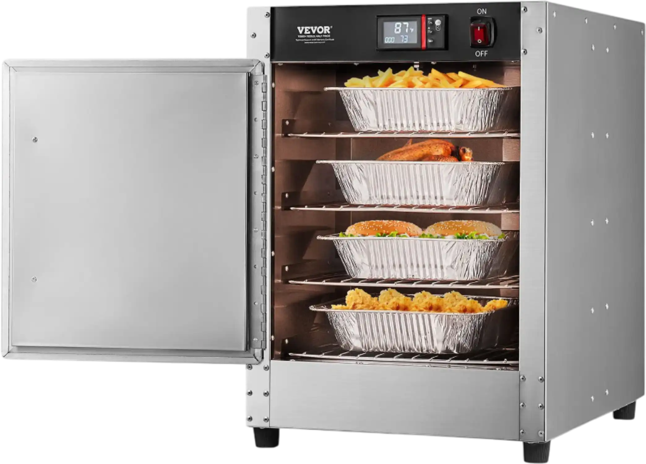 Vevor Commercial Hot Box 4-Tier Food Warmer 850W with Water Tray New