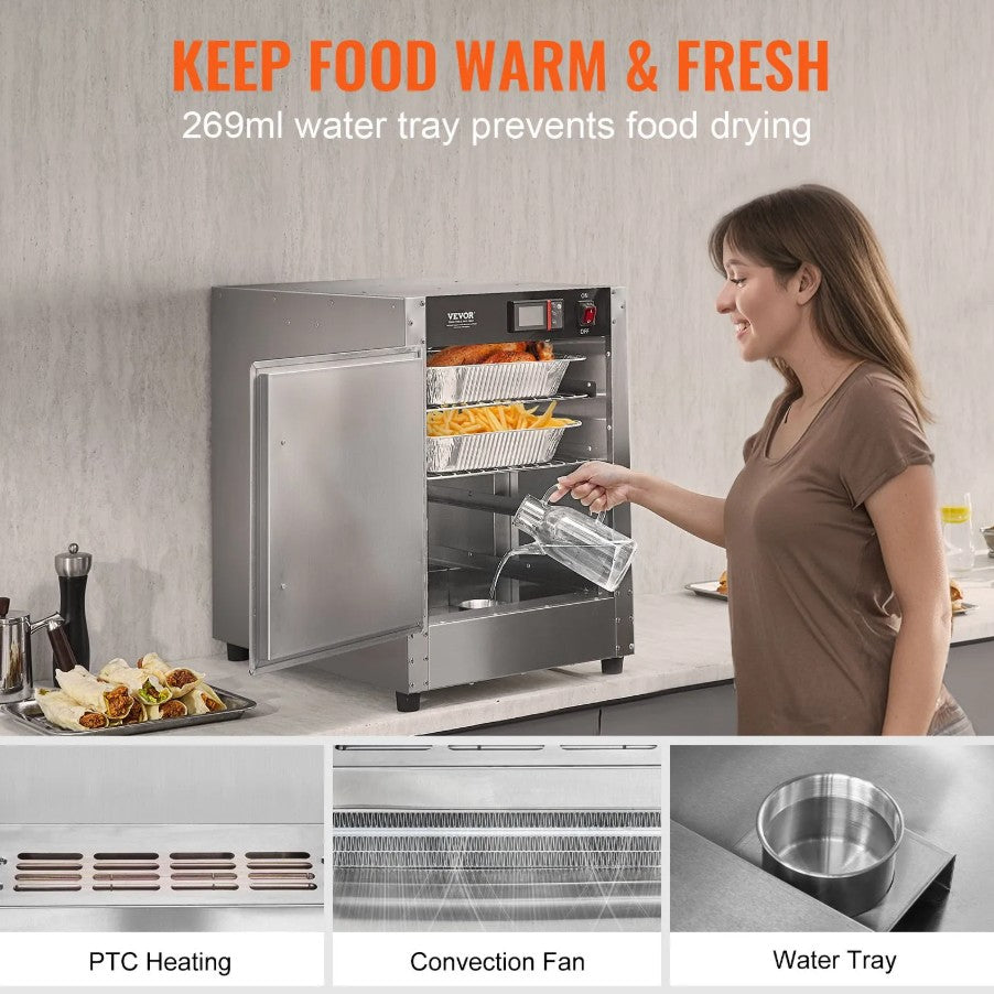Vevor Commercial Hot Box 4-Tier Food Warmer 850W with Water Tray New