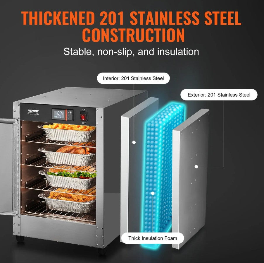 Vevor Commercial Hot Box 4-Tier Food Warmer 850W with Water Tray New