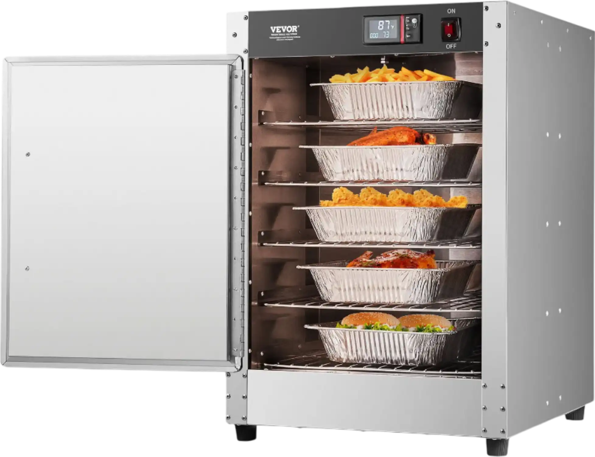 Vevor 5-Tier Hot Box Food Warmer Cabinet Stainless Steel with Water Tray New