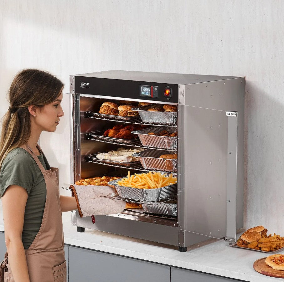 Vevor Hot Box Food Warmer 5 Shelves 850W 360° Air Circulation with Water Tray New