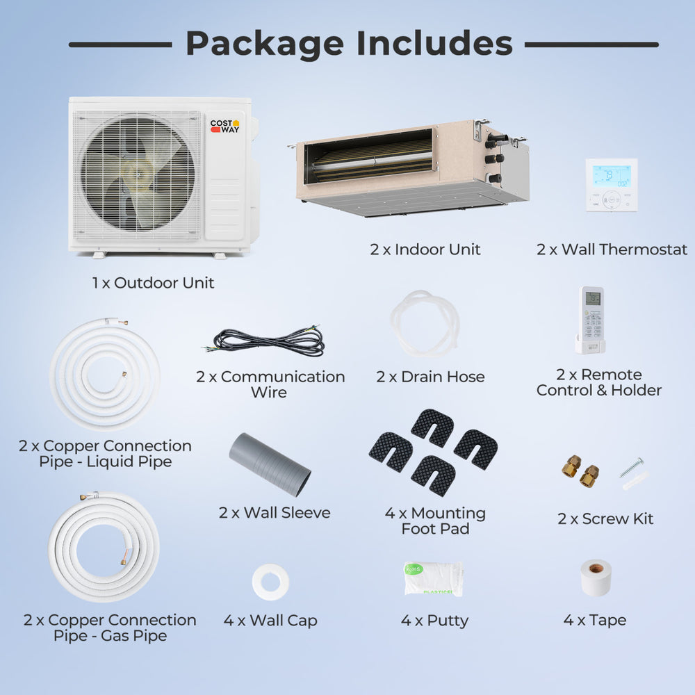 X-Pro 18000 BTU concealed ducted mini split AC system with indoor and outdoor units, ideal for homes and offices.