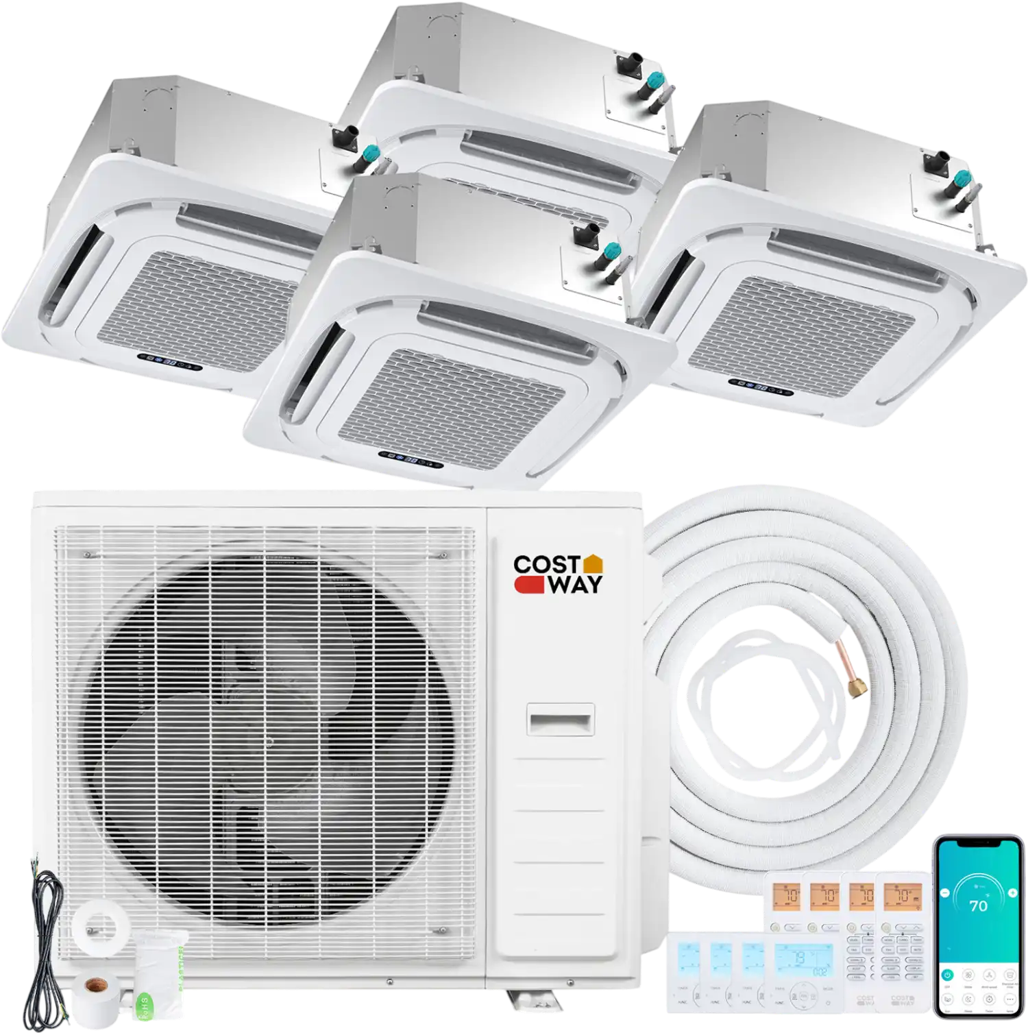 Costway X-Pro 35,000 BTU 4 Zone 22.5 SEER2 Ceiling Cassette Mini Split AC 70862200 New