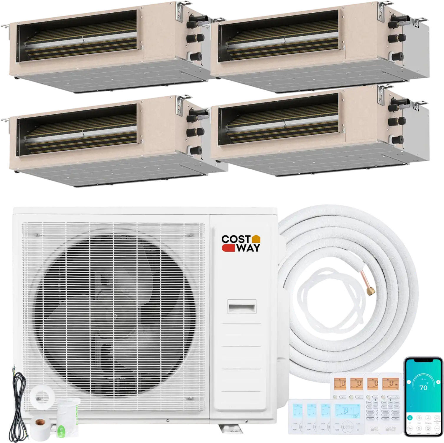 Costway X-Pro 35000 BTU 4 Zone 22.5 SEER2 Concealed Ducted Mini Split AC 89697233 New