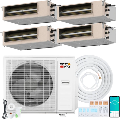 Costway X-Pro 35000 BTU 4 Zone 22.5 SEER2 Concealed Ducted Mini Split AC 89697233 New
