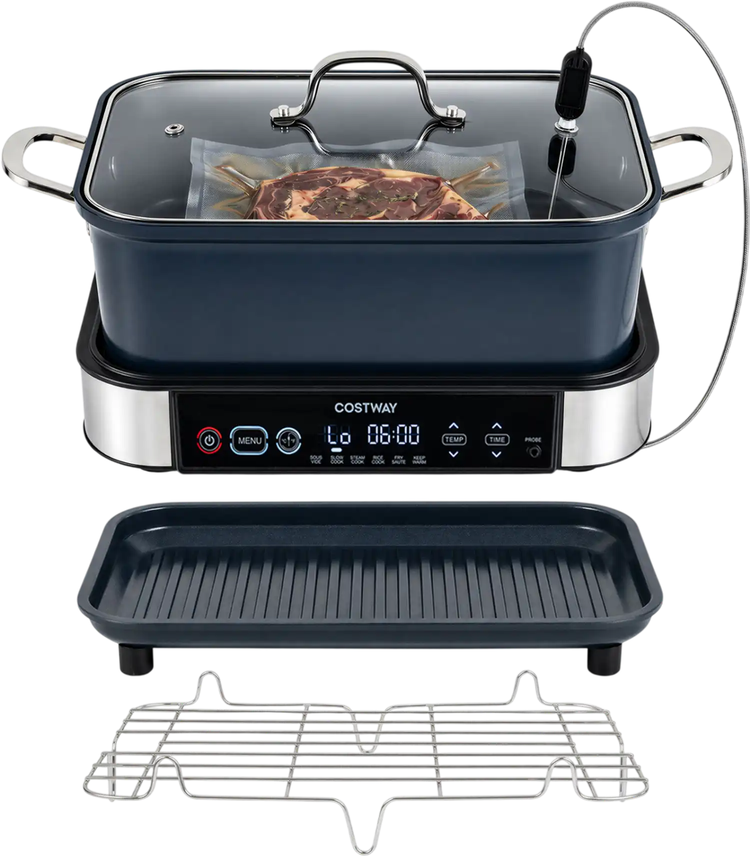 Costway 6-in-1 Programmable Slow Cooker Keep Warm Adjustable Timer 75488032 New