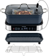 Multi cooker with removable nonstick pot, sous vide probe, and LED touch control for versatile meal preparation.