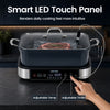 X Quart Multi Cooker features a smart LED touch panel for adjustable temperature and timer, perfect for versatile cooking.