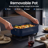 Removable pot from the X Quart Multi Cooker in blue, designed for easy serving and dishwasher-safe convenience.