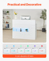 Vevor Reception Desk 47" MDF Counter with LED Light Drawers and Storage Cabinet White New