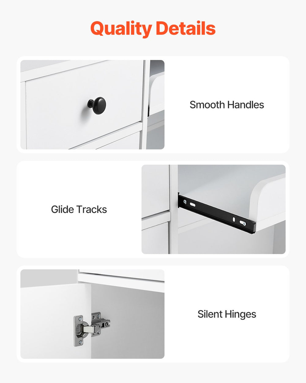 Vevor Reception Desk 47" MDF Counter with LED Light Drawers and Storage Cabinet White New