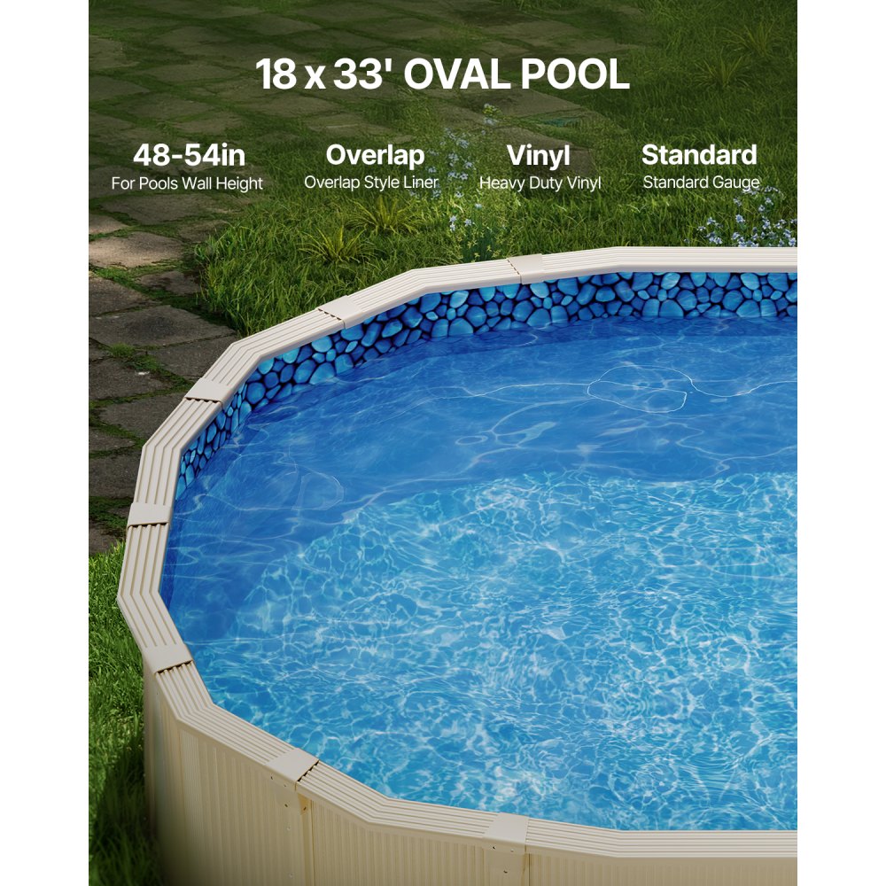 Vevor 18' x 33' Oval Pool Liner 54" Wall Height Overlap Vinyl Above Ground New