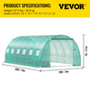 Vevor 20' x 10' x 7' Tunnel Greenhouse Steel Hoops Waterproof Cover New
