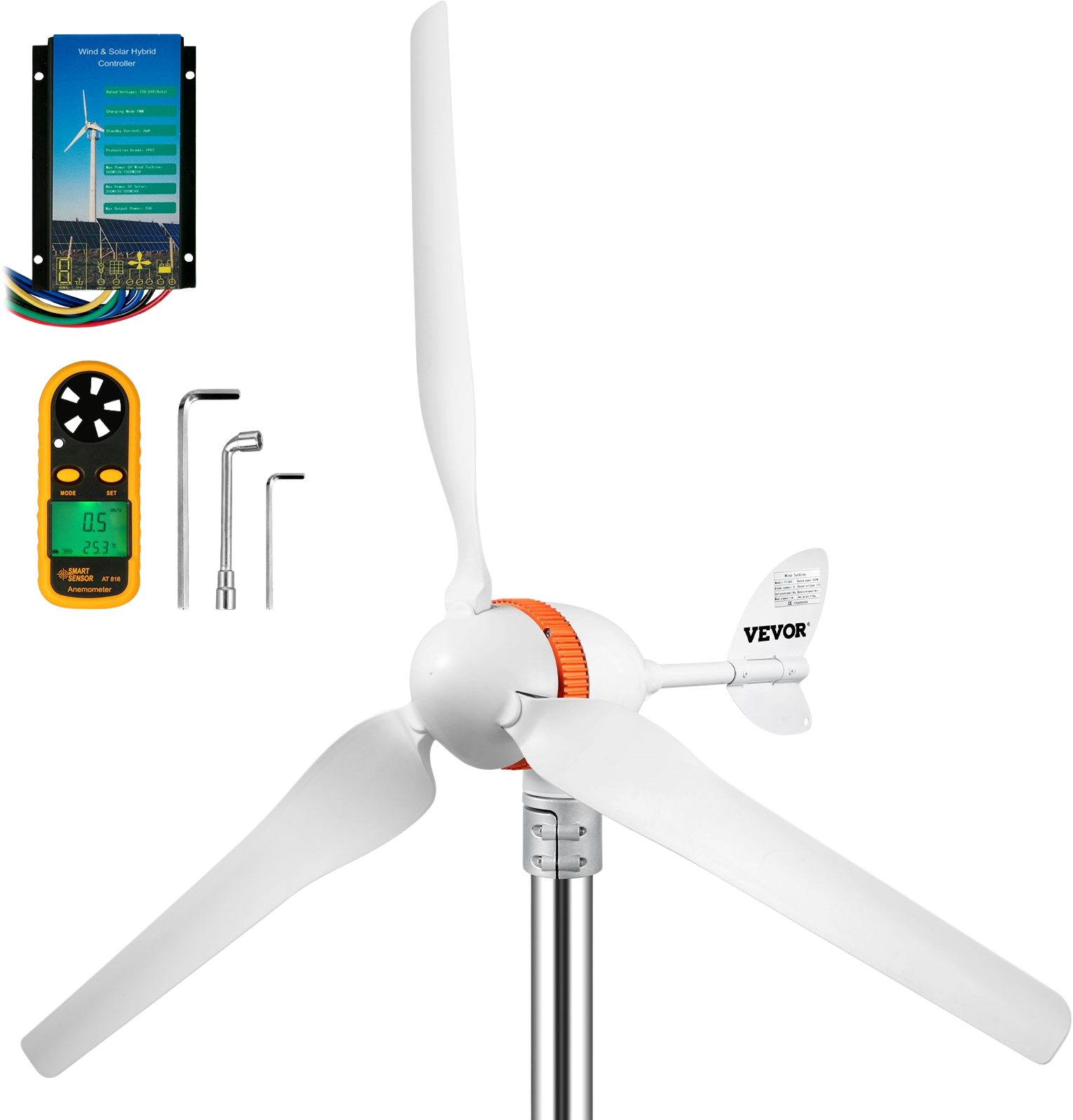 Vevor Wind Turbine Generator 400W 12V 3 Blades with Solar Controller New