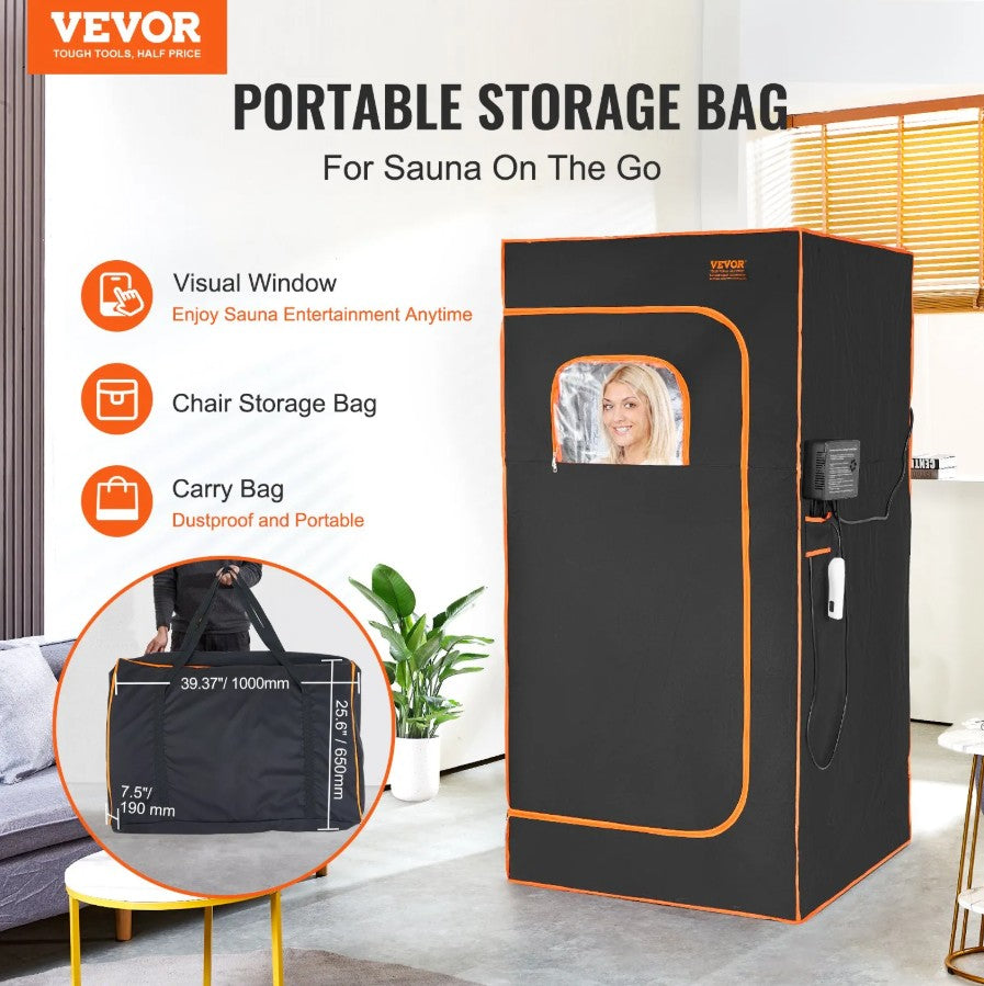 Vevor Infrared Sauna Tent 1400W Full Body Portable Spa Adjustable Temperature with Chair New