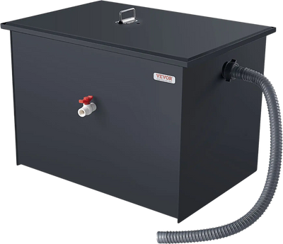 Vevor Grease Trap 40 Lbs Capacity 15.23 GPM Carbon Steel Commercial Wastewater Oil Interceptor New