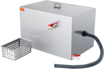 Vevor Grease Trap 40 Lbs Capacity 9.96 GPM Stainless Steel Commercial Wastewater Oil Interceptor New