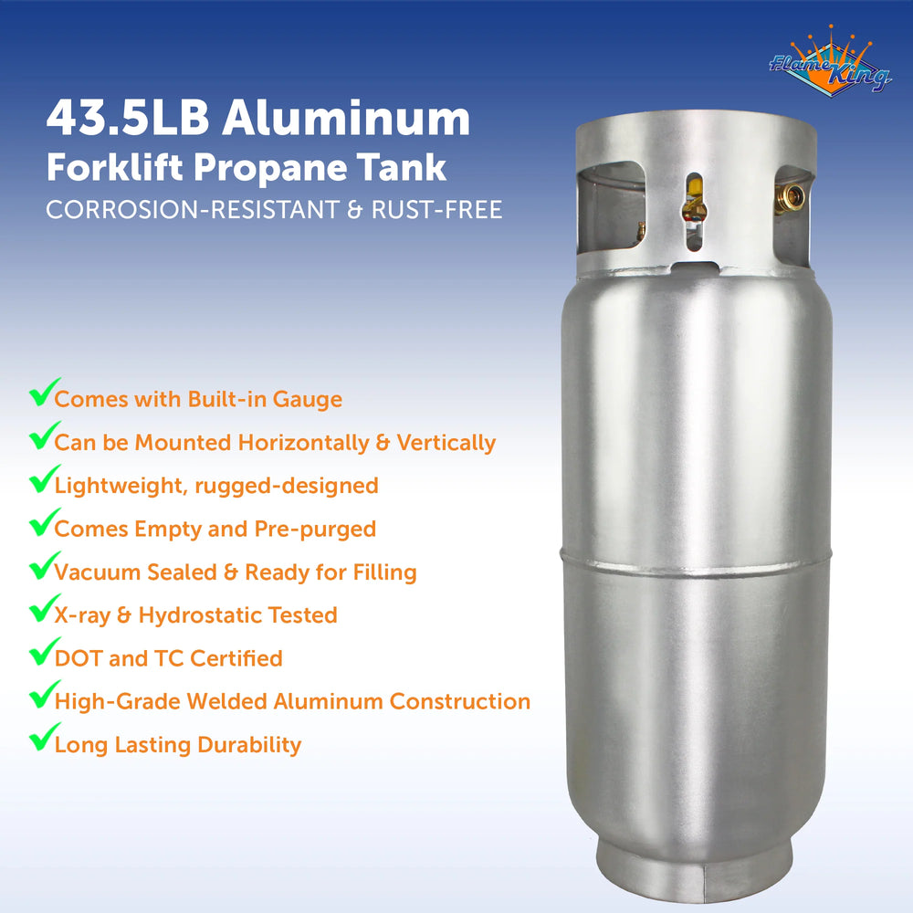 Flame King Forklift Propane Cylinder Aluminum with Gauge 43.5 lbs 9 Gal. Capacity New