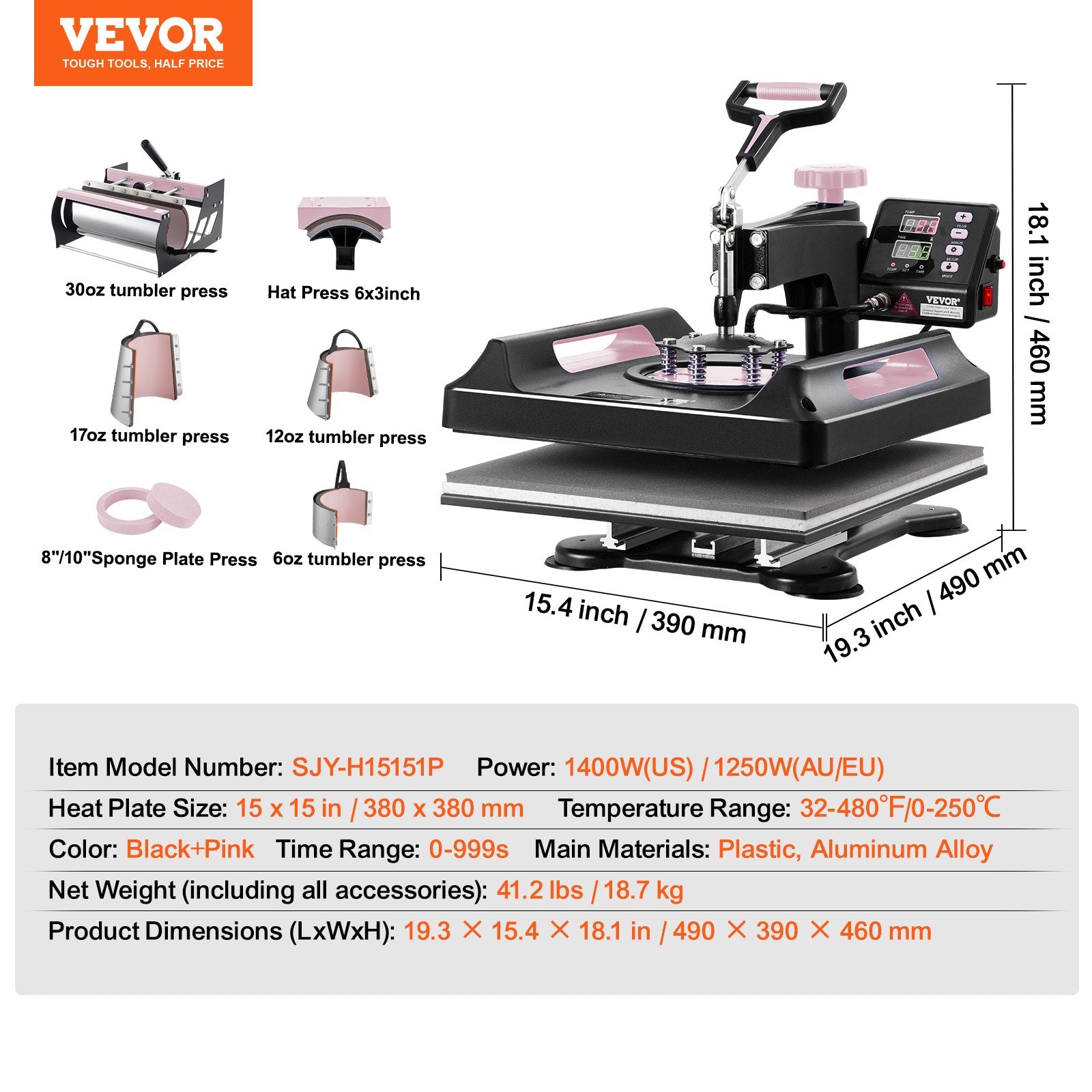 Vevor Heat Press 8-in- 1 Machine 15