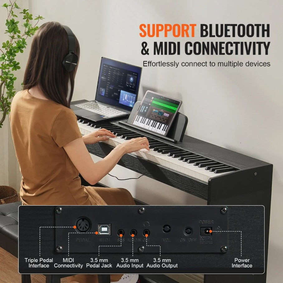 Vevor 88-Key Fully Weighted Digital Piano with Dual Keyboard Bench and Stand New