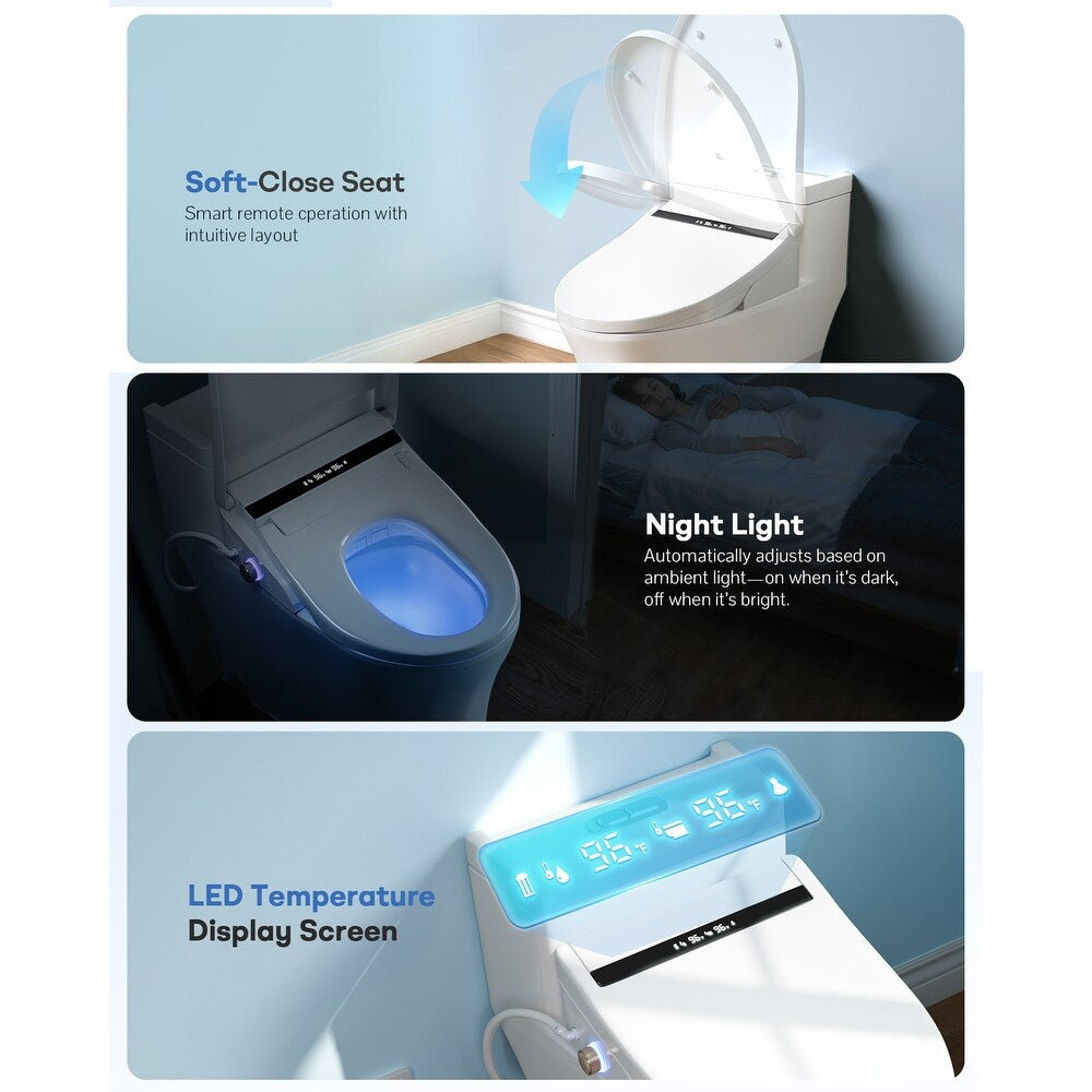 Yulika Smart Toilet Seat Electric Heated Bidet with Air Dryer Soft Close Elongated New