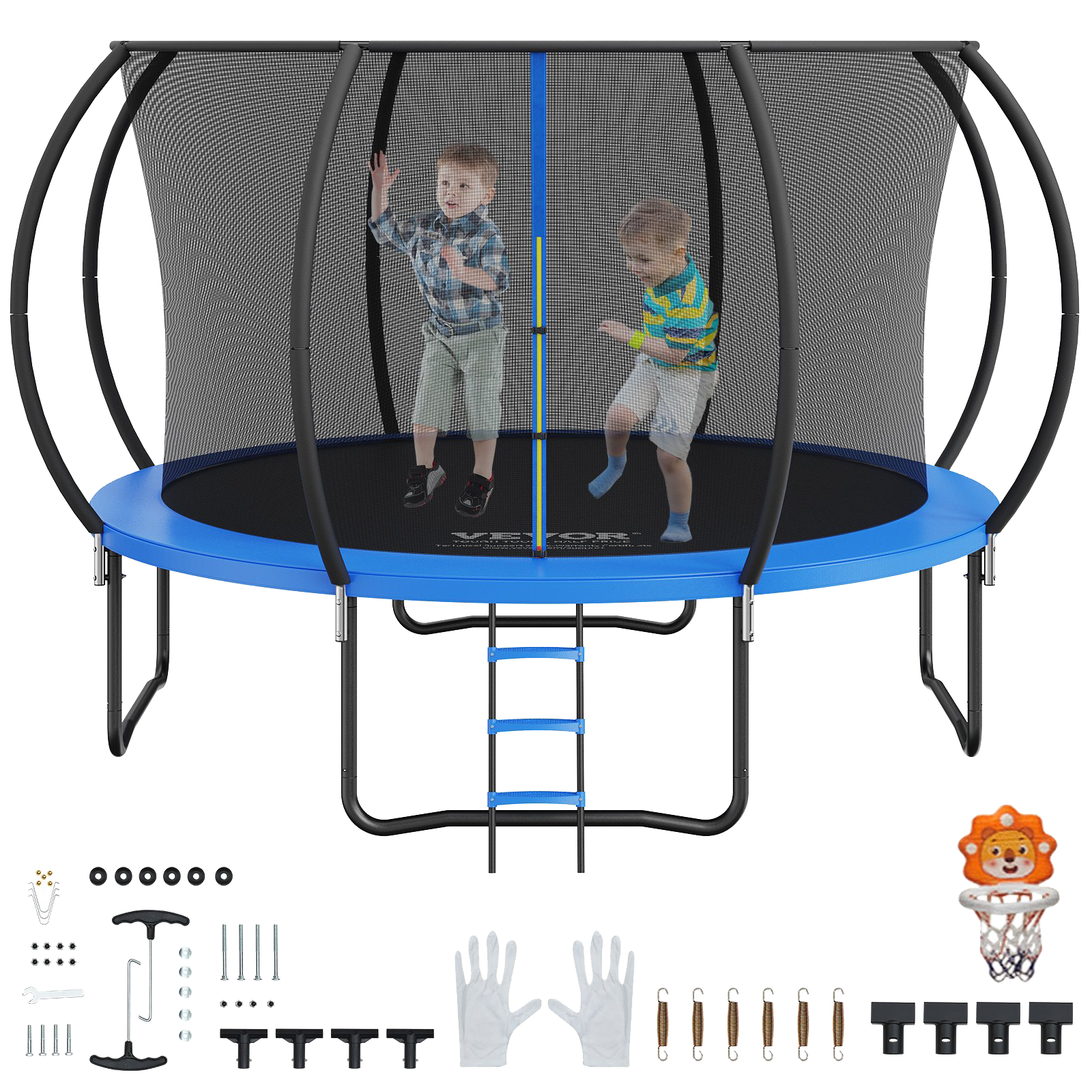 Vevor 12' Trampoline 400 Lbs. Capacity with Enclosure Net and Spring Cover Padding New