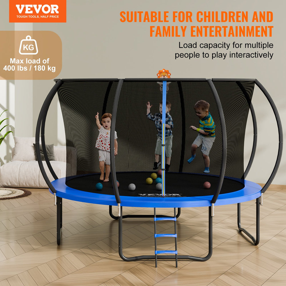 Vevor 12' Trampoline 400 Lbs. Capacity with Enclosure Net and Spring Cover Padding New