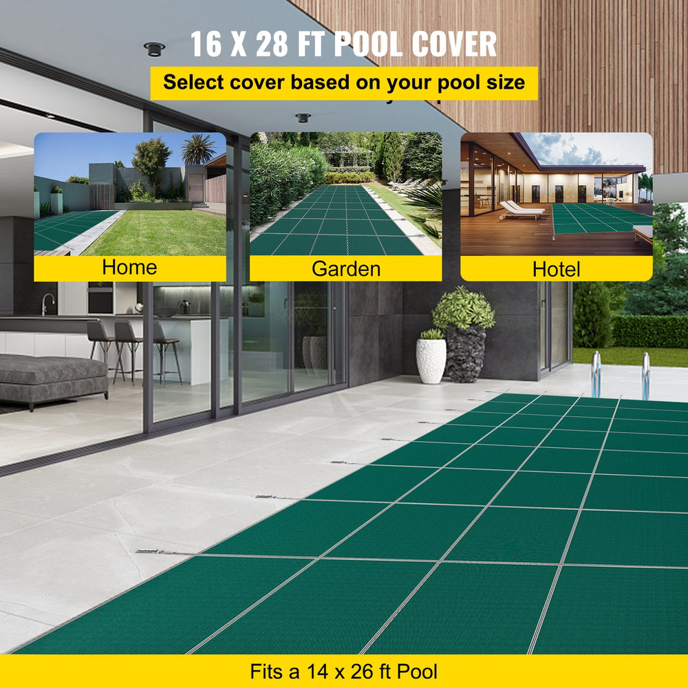 Vevor Pool Safety Cover Fits 14' x 26' Rectangle Inground Pool Green Mesh Cover New