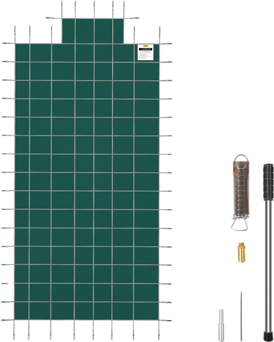 Vevor Pool Safety Cover Fits 16' x 32' Inground Pool Green Mesh Cover with 4' x 8' Center Step New