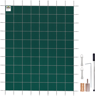 Vevor Pool Safety Cover Fits 12' x 24' Rectangle Inground Pool Green Mesh Cover New