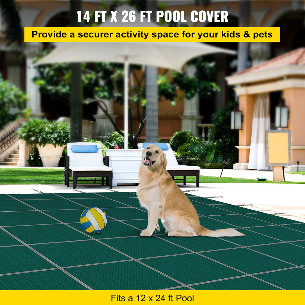 Vevor Pool Safety Cover Fits 12' x 24' Rectangle Inground Pool Green Mesh Cover New