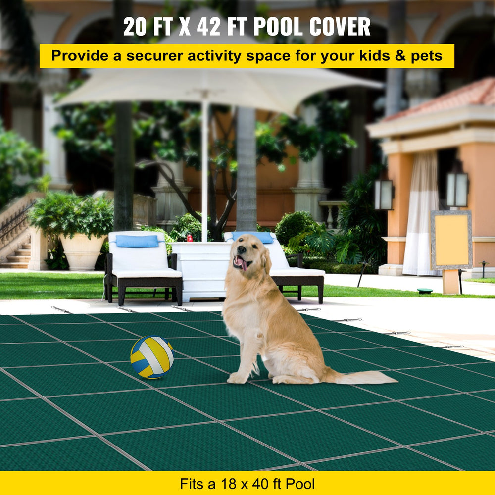 Vevor Pool Safety Cover Fits 18' x 40' Rectangle Inground Pool Green Mesh Cover New