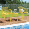 3 Piece Patio Chair Set with PP Seat and Tabletop for Porch-Yellow - Gallery View 1 of 11