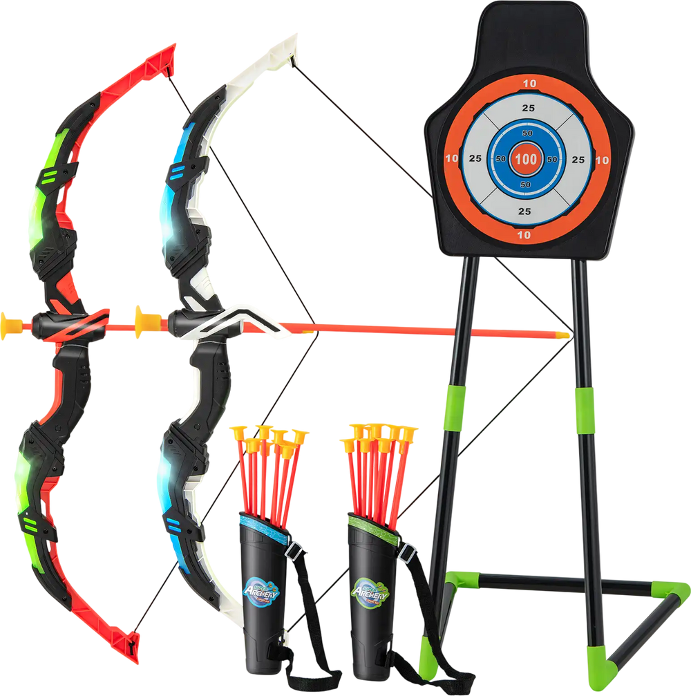 Youth Archery Bow Set with LED Light Up Bow and 20 Suction Cup Arrows for Kids