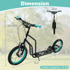 Youth scooter with adjustable handlebar, 16/14-inch inflatable wheels, and sturdy frame for ages 8+, weight capacity.