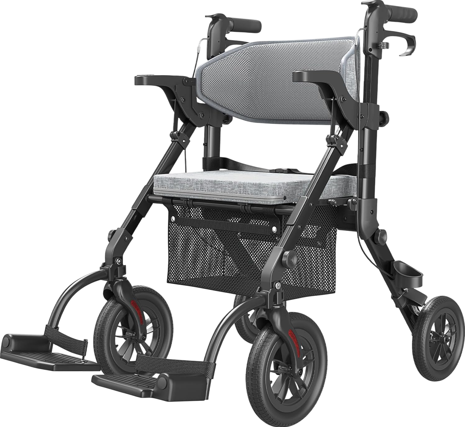 Vocic Z51 2-in-1 Rollator and Transport Chair Lightweight Foldable Everyday Mobility 300 Lb Capacity New
