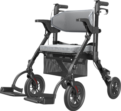 Vocic Z51 2-in-1 Rollator and Transport Chair Lightweight Foldable Everyday Mobility 300 Lb Capacity New