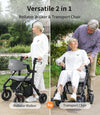 Vocic Z51 2-in-1 Rollator and Transport Chair Lightweight Foldable Everyday Mobility 300 Lb Capacity New