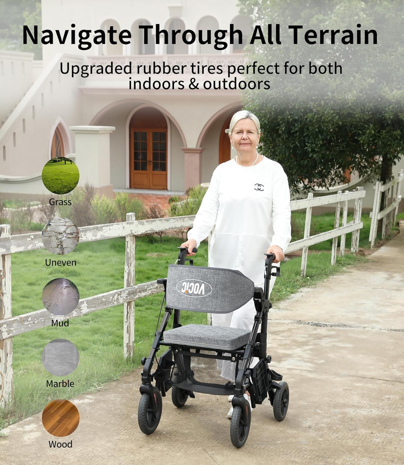 Vocic Z51 2-in-1 Rollator and Transport Chair